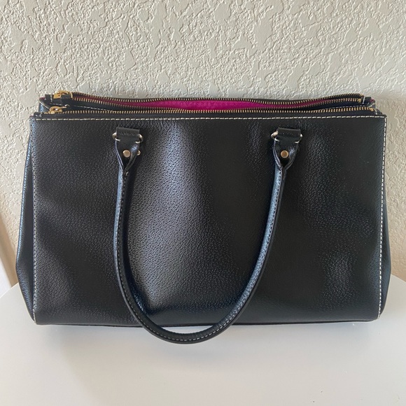 Kate Spade New York Black Leather Double Zip Tote - Picture 2 of 9